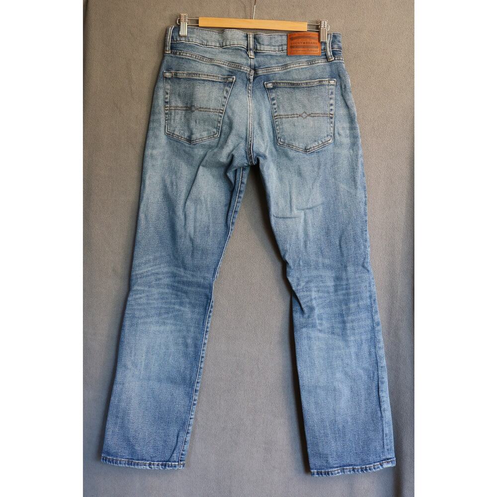 LUCKY BRAND Jeans Mens 29x32 Solid Wash Denim Straight Leg Blue Denim Character - Picture 2 of 13